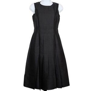 Barneys New York Dress Womens 4 38 Black Silk Sleeveless Pleated Made in Italy
